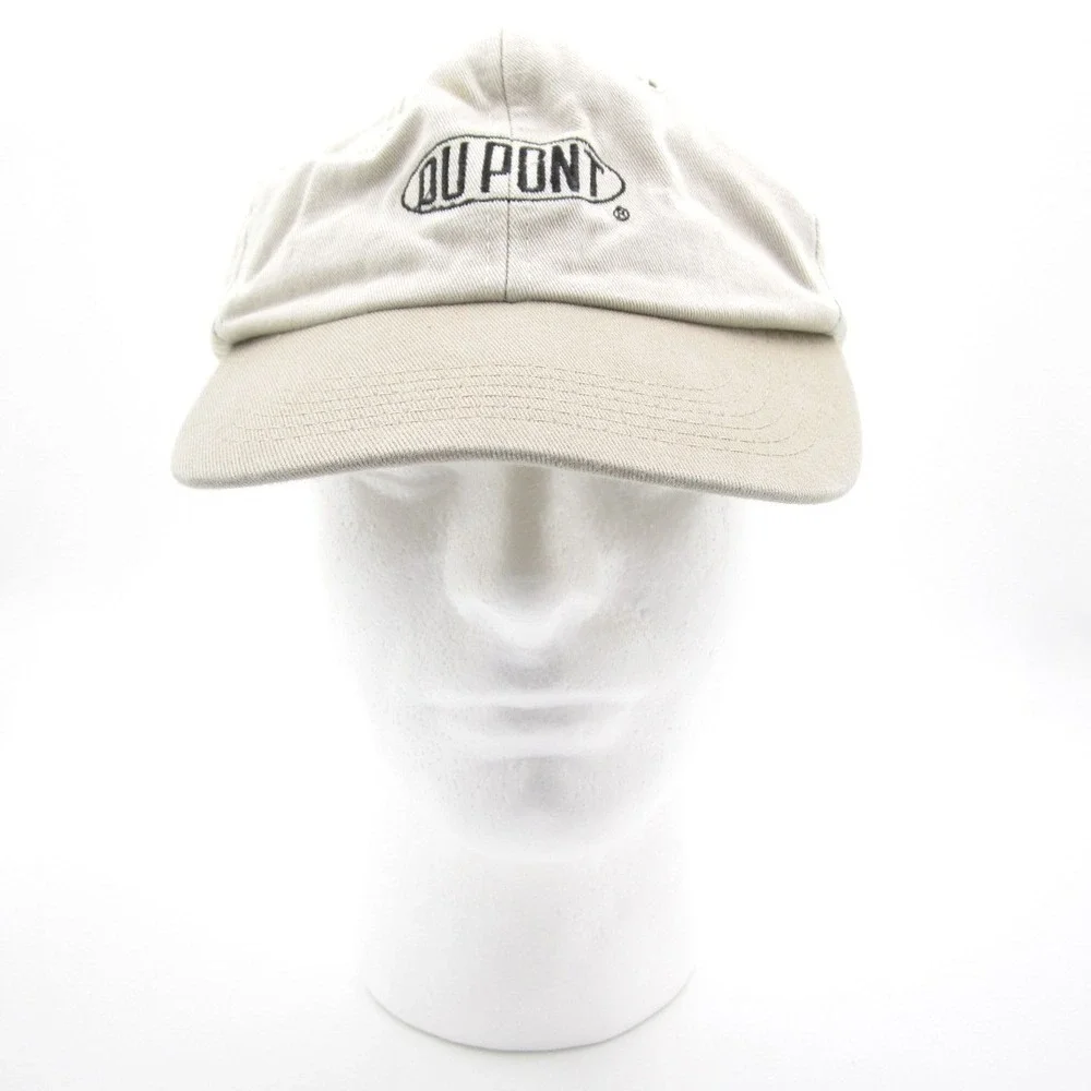 Vtg DuPont Logo Hat Mens Tan Cream Snapback Baseball Cap (Made in USA)(G)